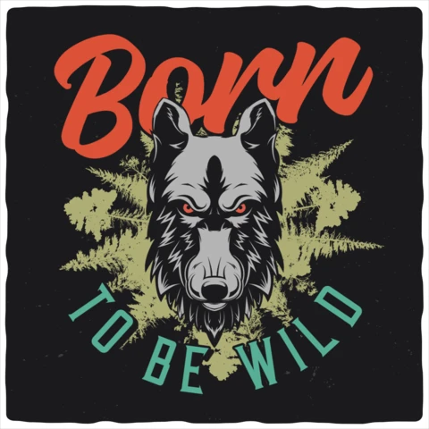 Geboren om wild te zijn wolf t-shirt ontwerpsjabloon
