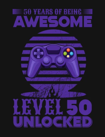 Level 50 unlocked retro video game controller gaming t-shirt design template