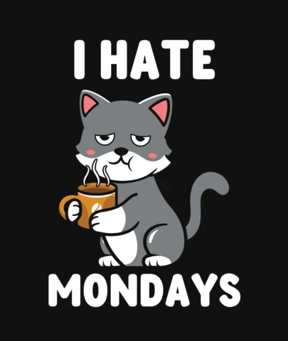 Grumpy cat hates mondays diseño de camiseta de café