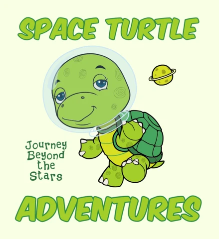 Space Turtle Adventures Design Template: Whimsical Cartoon Style for Kids
