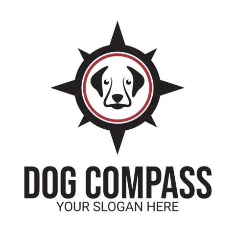 Dog Head Compass Logo Design Template