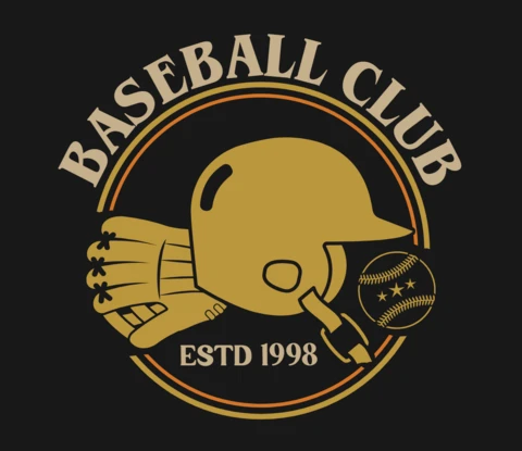 Vintage Baseball Club with Helmet, Glove, and Ball Sports T-Shirt Design Template