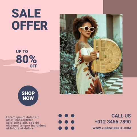 Fashion Sale Girly Instagram Post Design Template