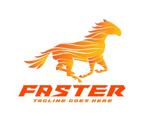 Modello di progettazione del logo del cavallo più veloce