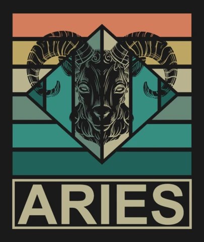 Retro Vibes Aries Zodiac Sign Horoscope T-Shirt Design Template