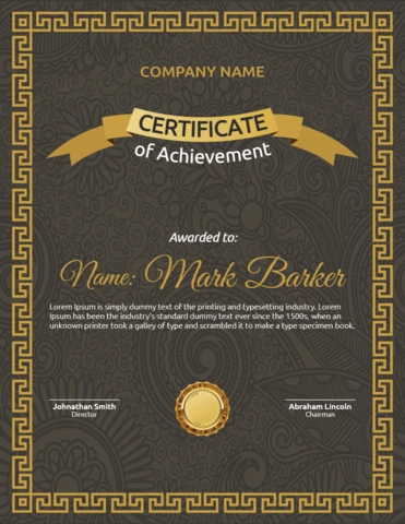 Elegant Certificate Of Recognition Vintage Frame Post Design Template
