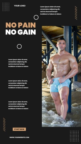 Nie ma bólu, nie ma zysku centrum fitness instagram historia szablon projektu postu