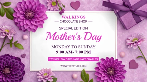 Floral Mother's Day Promotion Template – Elegant Design for Chocolate Shops