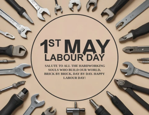 Labour Day Celebration Template - Industrial Design with Tools Theme