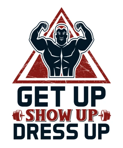 Bold Fitness Motivational Apparel Template with Bodybuilder Illustration