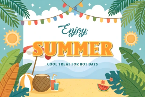 Summer Vibes Editable Design Template with Tropical Elements