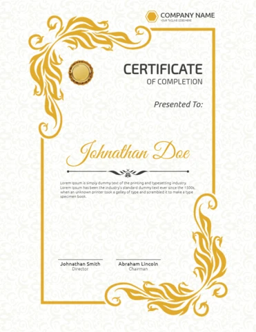 Elegante certificado de reconocimiento vintage marco poste plantilla de diseño