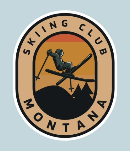 Skiing Club Vintage T-shirt Design Template