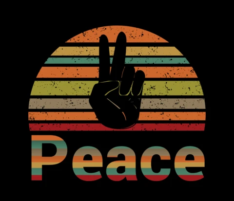 Modèle de t-shirt vintage avec le signe de la paix