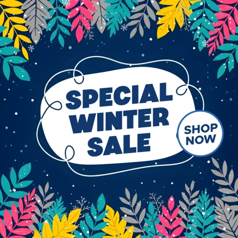 Wintersale-Designvorlage mit bunten Blättern für Werbeplakate
