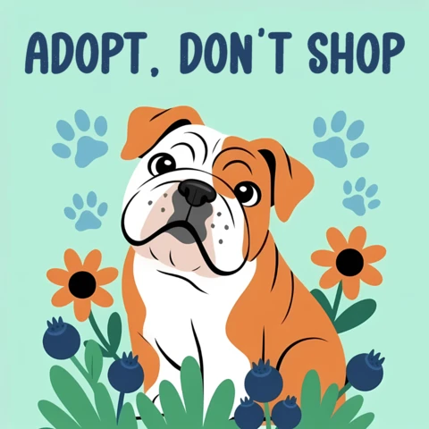 Modèle de conception d'adoption de bulldog pour des affiches de sensibilisation aux animaux de compagnie