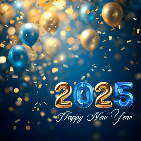 Golden Balloons New Year VIP Greeting Card Template