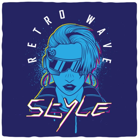 Plantilla de diseño de camiseta ciberpunk de estilo retro wave