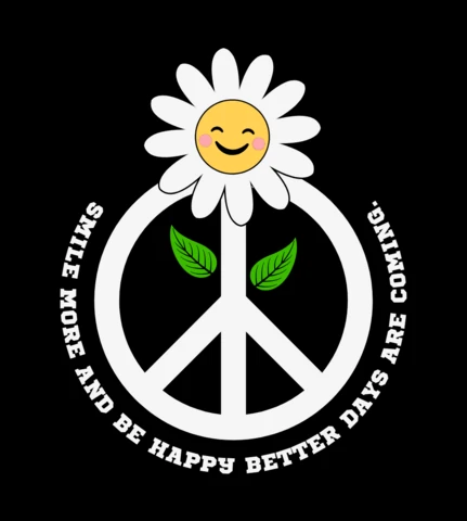 Peace And Love Smiling Flower T-shirt Design Template