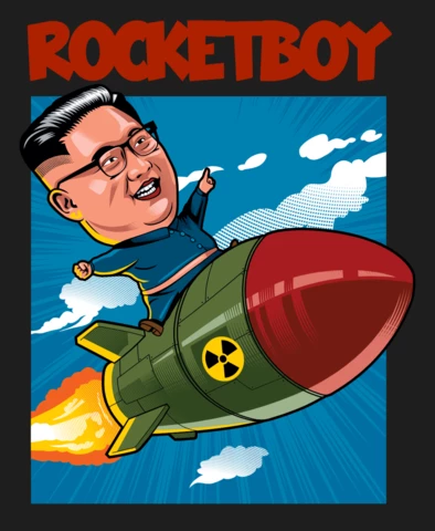 Modèle de t-shirt parodique de Rocket boy kim jong un