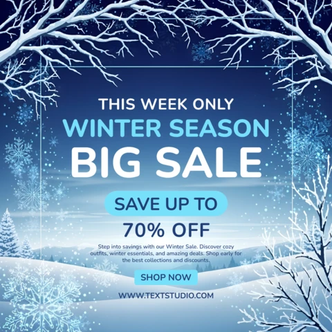 Wintersaison Verkaufsförderungsvorlage mit Schneeflocken und frostigem Design für Flyer