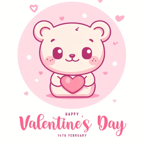 Valentine's Day Kawaii Bear Template for Sweet Celebrations