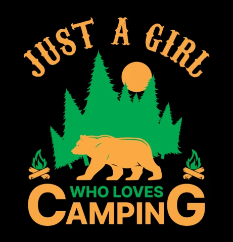 Just A Girl Who Loves Camping T-shirt Design Template