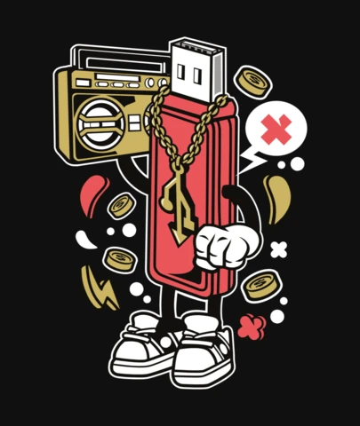 フラッシュディスク漫画キャラクターTシャツデザインテンプレート
