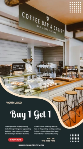 Modelo de design de postagem de história do Instagram de venda de café compre 1 e leve 1
