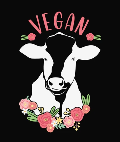 Cow With Flowers Vegan T-Shirt Design Template