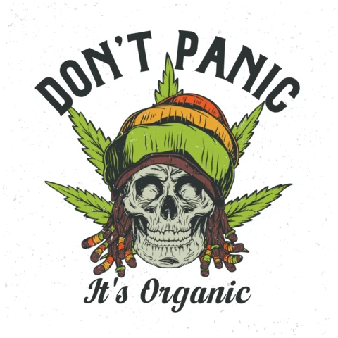 Don't Panic It's Organic Skull T-shirt Design Template