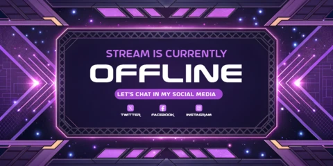 Futuristic Offline Stream Design Template with Social Media Links