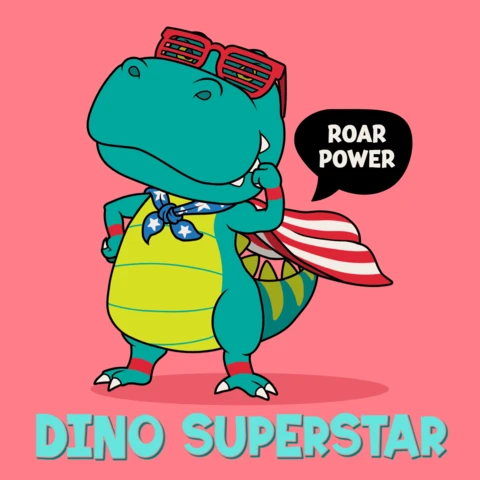 Dino Superstar Fun Design Template for Kids Apparel