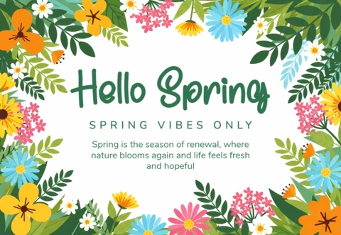 Modelo de design floral de primavera para cartão de saudação