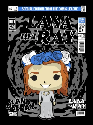 Lana del rey personaje de dibujos animados plantilla de diseño de portada de revista