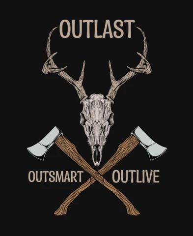 Vintage Hunting Theme Design Template with Deer Skull and Axes