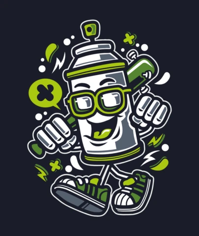 Paint Spray Graffiti Cartoon Character T-Shirt Design Template
