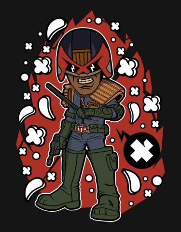 Modelo de design de pôster de cultura pop do personagem de desenho animado Judge dredd