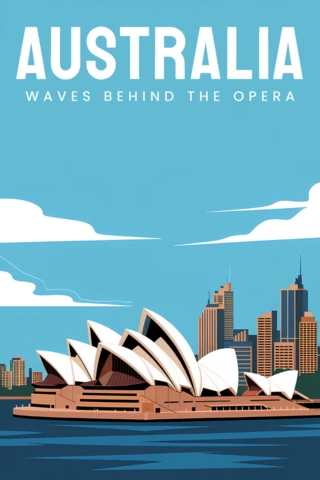 Modelo de design da ópera da Austrália para cartazes de viagem