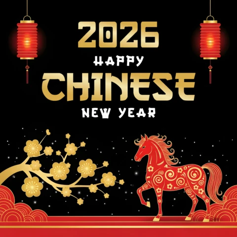 Chinese nieuwjaar 2026 paard ontwerp sjabloon voor feestelijke wenskaarten