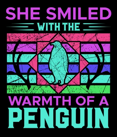 Retro Penguin Design Template with Vibrant Colors and Playful Typography