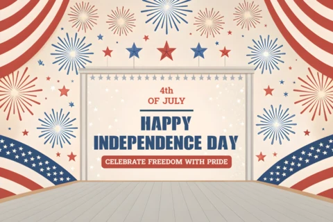 Independence Day Celebration Design Template with Stars and Fireworks