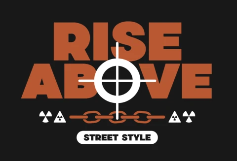 Erhebe dich über mutige Streetwear-Grafiken mit gebrochener Kette, Strahlungssymbolen und Fadenkreuz-Icon T-Shirt-Designvorlage.