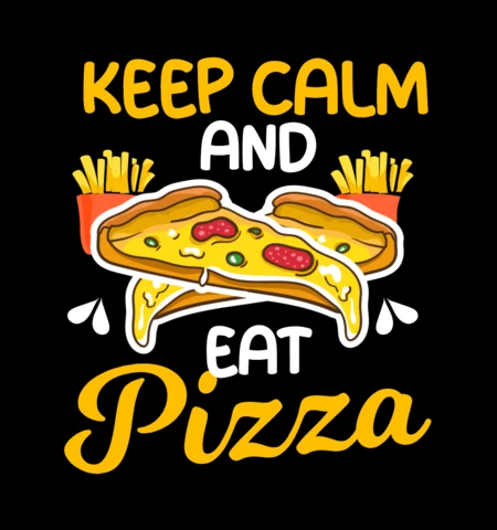 Modello di design per t-shirt Keep calm and eat pizza