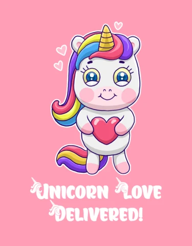 Unicorn Love Delivered Design Template for Cute Kids' Projects