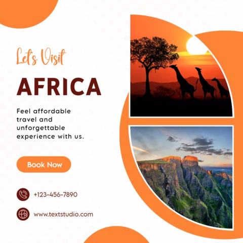 White and Sunset Orange Lets Visit Africa Instagram Post