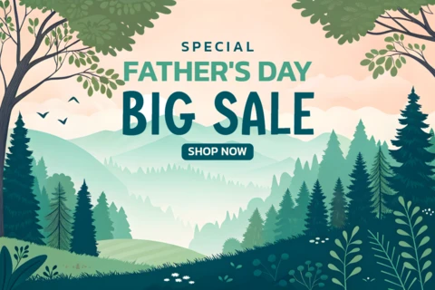 Father's Day Big Sale Design Template with Serene Nature Illustration