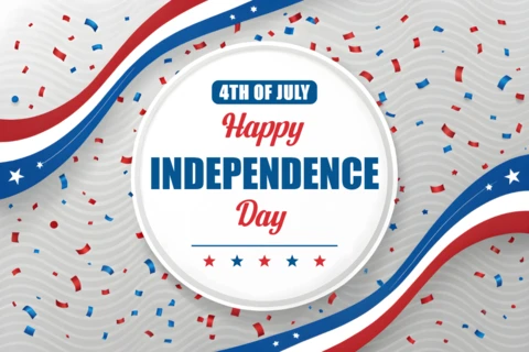 Modelo de celebração festiva para o dia da independência americana com design de confetes.