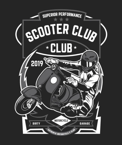 スクータークラブのバッジTシャツデザインテンプレート