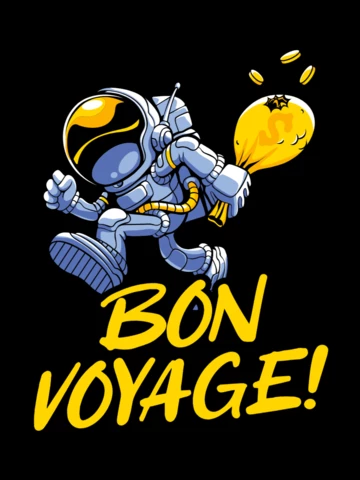 宇宙飛行士Tシャツデザインテンプレートとボン・ボヤージュ